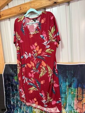 Christian Siriano Red Floral Midi Dress